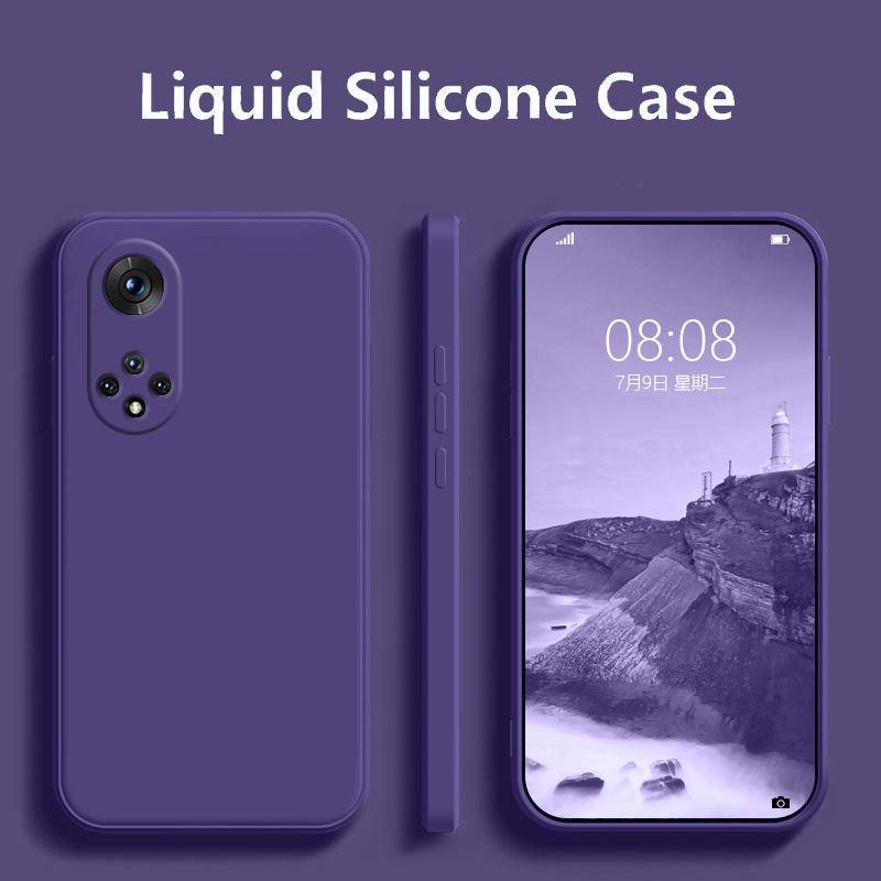 Untuk Huawei Honor50 30 20 9X Pro Square Liquid Silicone Phone Case Lembut Full Back Cover Shell Untuk Huawei Nova 9.10 Pro