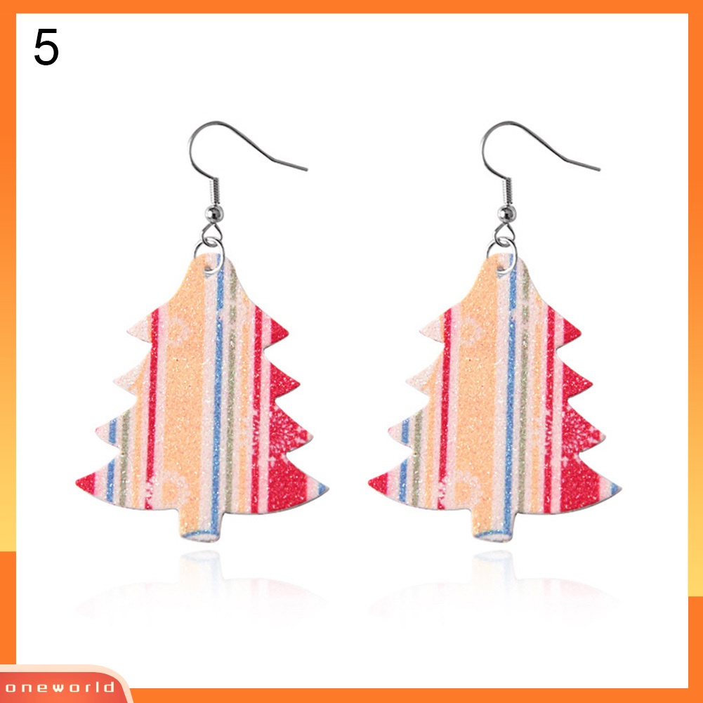 [WONE] Wanita Kulit Imitasi Teardrop Pohon Hati Menjuntai Kait Anting Perhiasan Hadiah Xmas