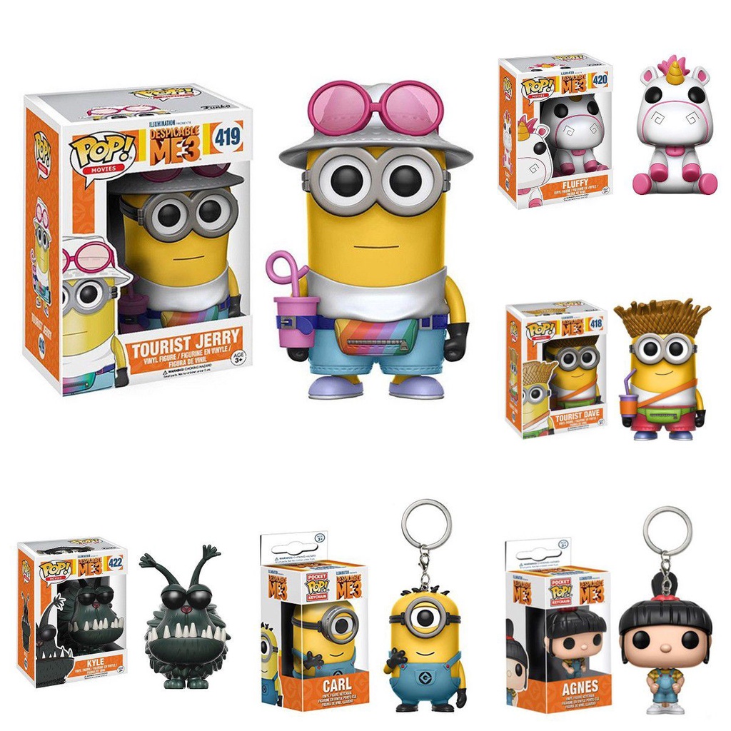 Me Agnes Despicable Cartoon 3pop Funko Minions Gift Mainan Gantungan Kunci Minion Anak