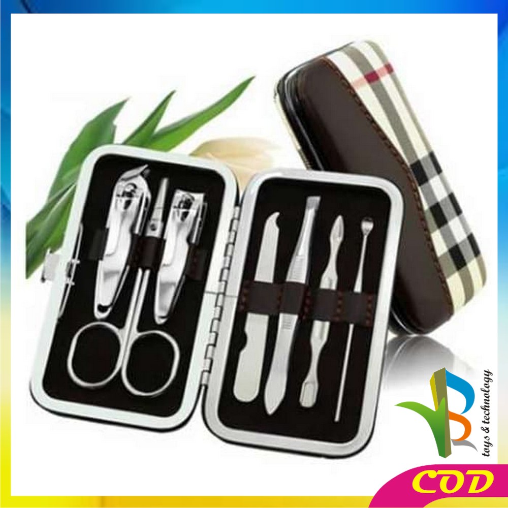 RB-K63 Manicure Pedicure Set 7 in 1 Mini Stainless Stell Gunting Kuku Portable Tools Set Perawatan Kuku Nail Art Menicure Pedicure Set Dengan Dompet