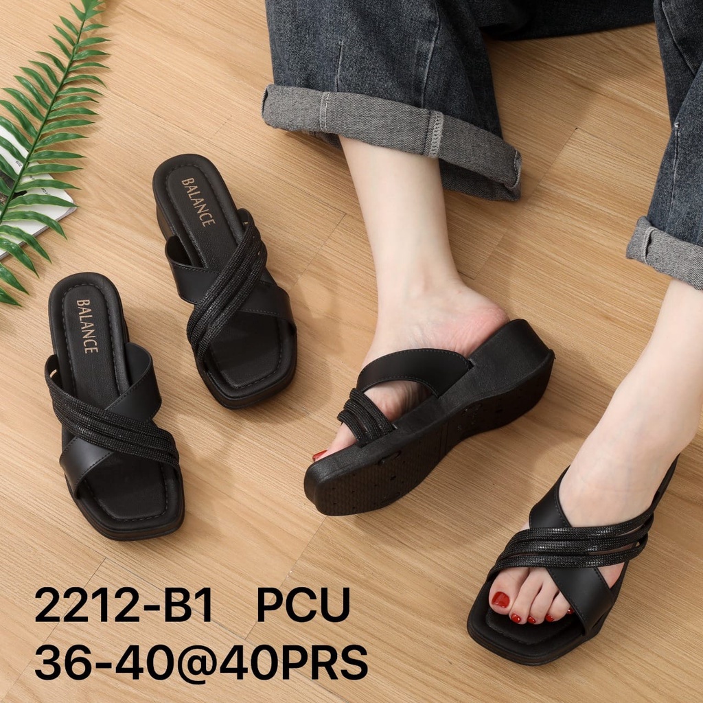 SANDAL WANITA SLOP JELLY CROSS 2212 BLC