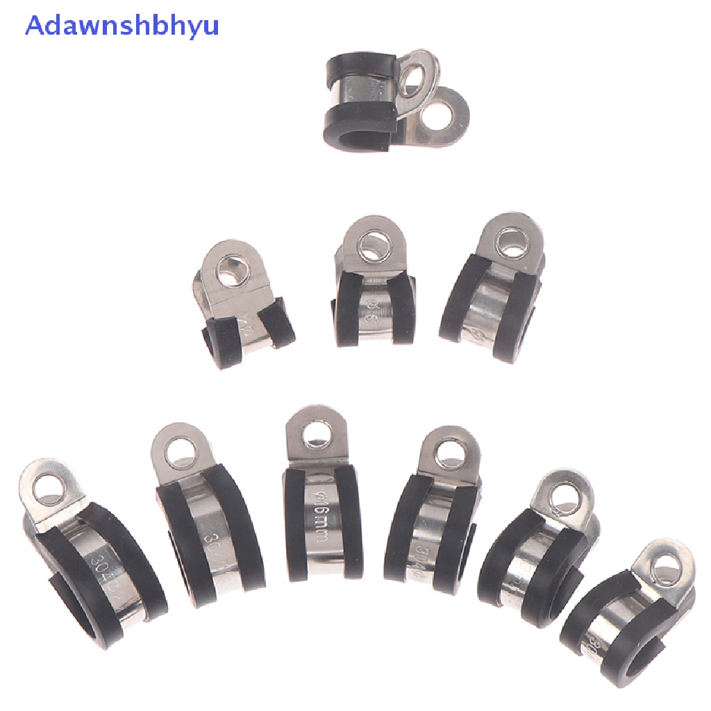 Adhyu 2pcs 304jepit P Klip Lapis Karet Stainless Steel Klem Pipa Selang Moung Kabel  Id