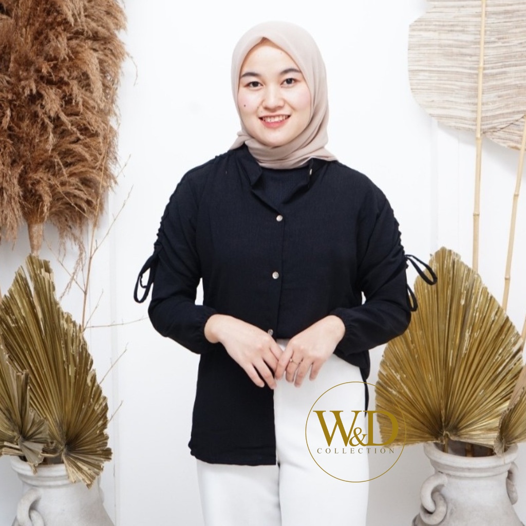 KEMEJA WANITA POLOS BLOUSE CRINKLE AIRFLOW LENGAN PANJANG SERUT