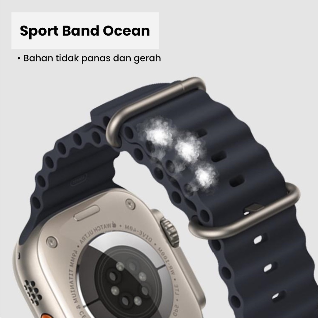 Apple Watch 8/7/6/5 Tali Jam Tangan Iwatch 38mm 42mm Ocean Strap Bergelombang