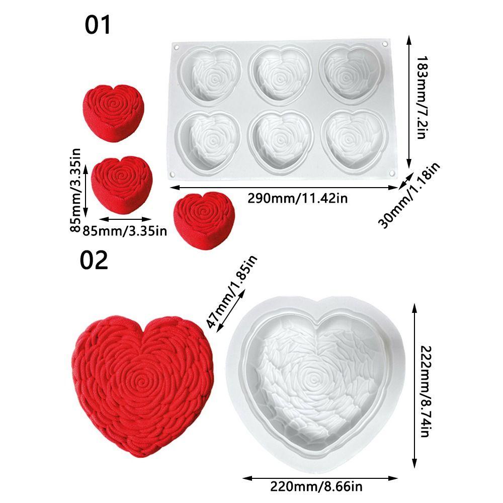 Preva 6rongga 3D Cinta Hati DIY Kerajinan Kue Cetakan Resin Handmade Silikon Cetakan Kue