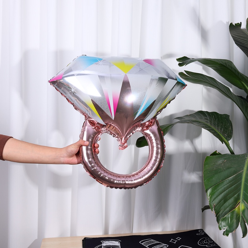 Balon Aluminium Foil Bentuk Cincin Berlian/Balon Cincin Berlian Hias Pesta Valentine Pernikahan
