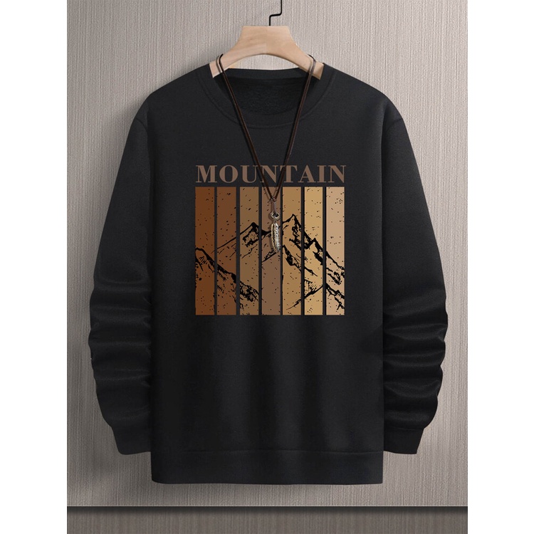 MOUNTAIN Sweatshirt Basic II Sweater Crewneck Print DTF II Sz M - XL Anak &amp; Dewasa ( Pria &amp; Wanita )