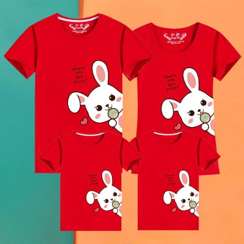 MYSTIQUE.ID-BAJU KAOS KELUARGA DAN COUPLE KELINCI WHERE ARE YOU GOING T-SHIRT LUCU DAN AESTHETIC