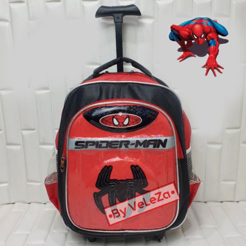 Tas Ransel Troli Anak Superhero LED Gambar 3Dimensi Tas SD