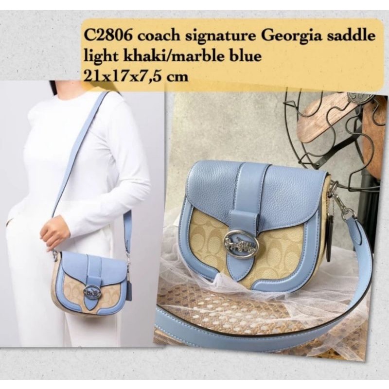 Tas Original Authentic C2806 Coach Signature Georgia Saddle Light Khaki/Marble Blue i