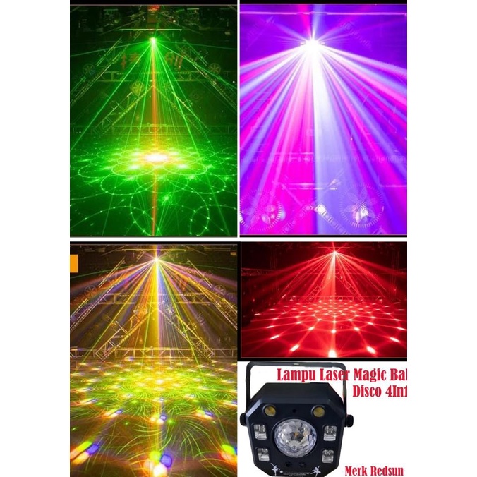 RGB 4 IN 1 Strobo LED Magic Ball UV Laser DMX Lighting Sensor Sound