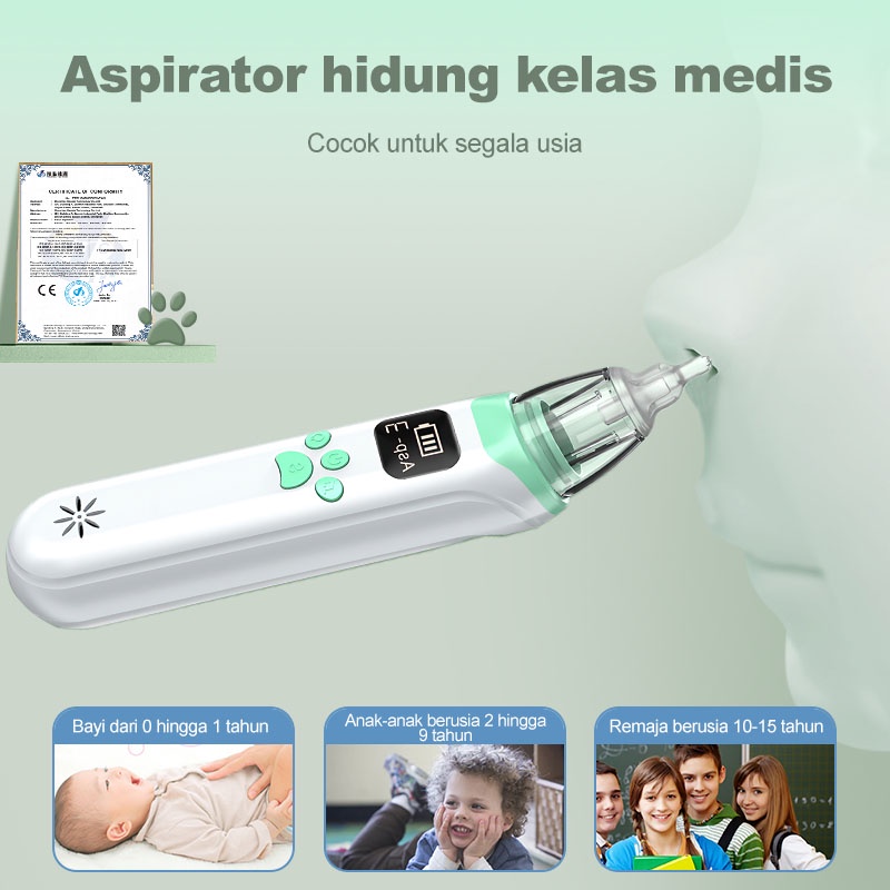 AmazeFan alat penyedot ingus bayi elektrik 3 tingkat daya isap＆Mendukung pemutaran musik dan memiliki fungsi obor sedot ingus bayi Nirkabel nasal aspirator baby 3 kepala pengganti Cocok untuk usia 0-12 tahun Tingkat kebisingan rendah Aspirator Hidung Bayi