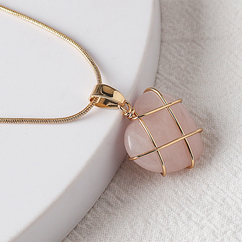 Fashion Opal Jantung Kalung Hati Berlian Castle Kalung Untuk Wanita Gadis Rose Quartz Barbie Necklace Perhiasan Aksesoris Hadiah