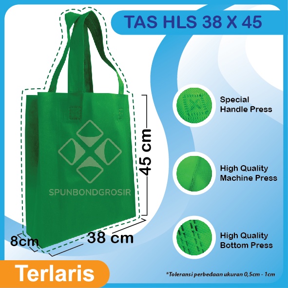 

(38x45x8) HLS Goodie bag Tas Kain Spunbond / Handle Lipat Samping