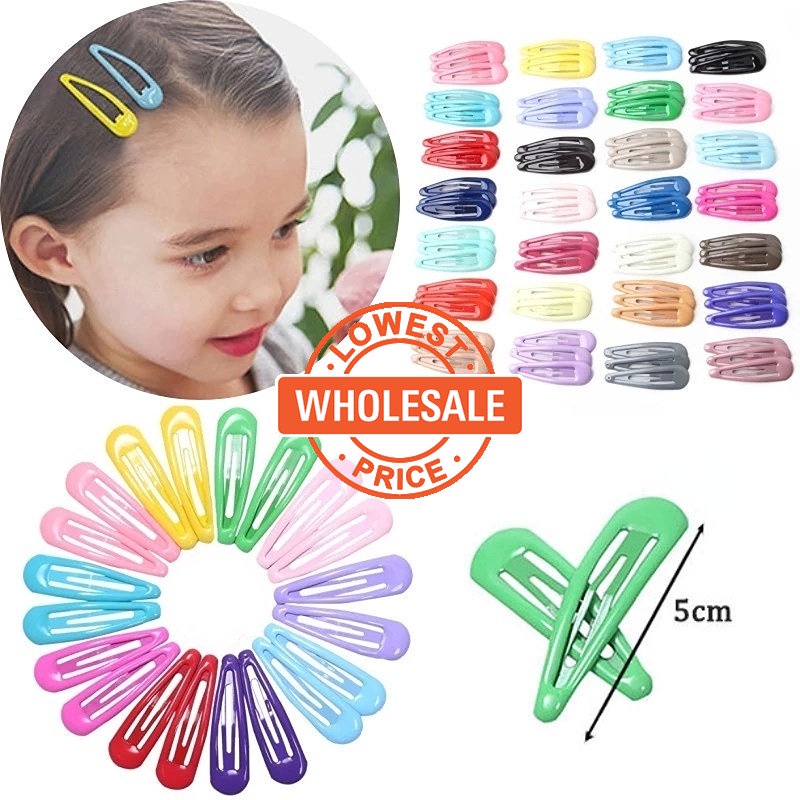 [Harga Grosir] 5 Pcs Warna Solid Poni Klip Samping Sederhana Rambut Anak Tetap Klip Kasual Belanja Logam Jepit Rambut Gadis Manis Styling Aksesoris