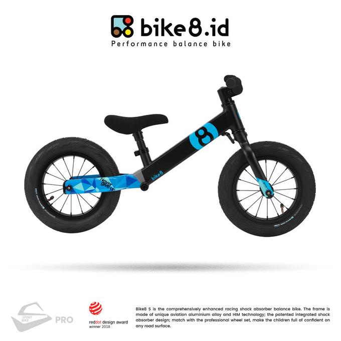 Bike8 S-Pro Balance Bike Pushbike Sepeda Anak - Black Blue #Original