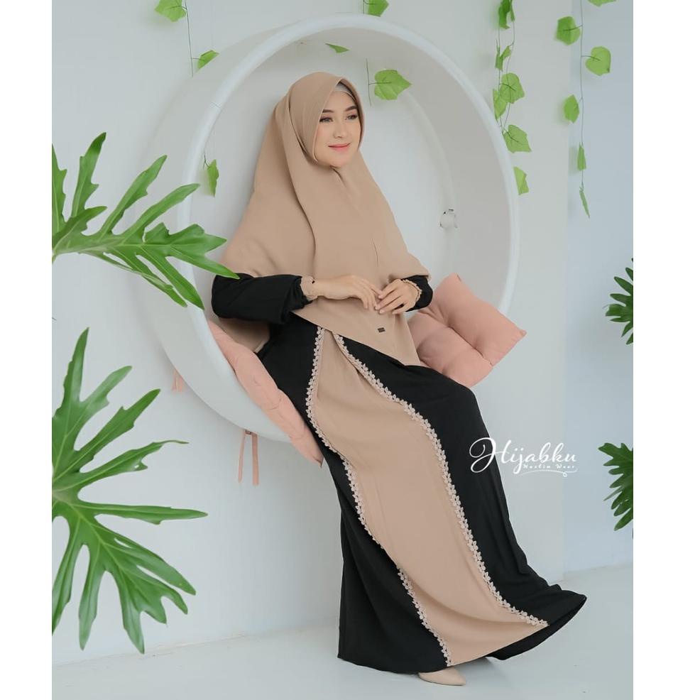NJA.11De22ᵞ ▪ Gamis RIMEL syari ITYCREPE muslim muslimah outfit updatelimitted ori hijabku renda teb