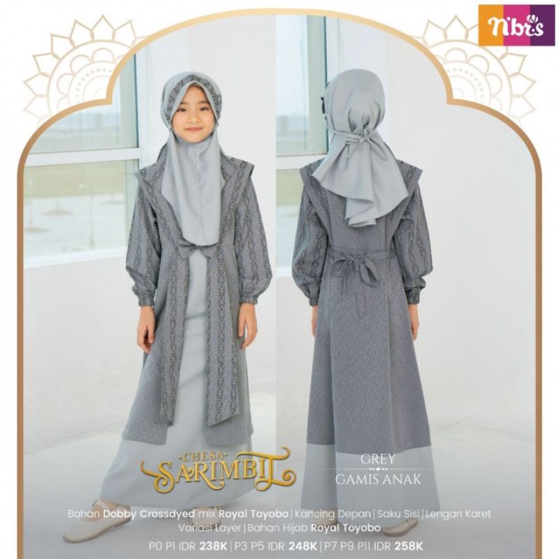 NIBRAS SARIMBIT CHESA GREY SET COUPLE NIBRAS