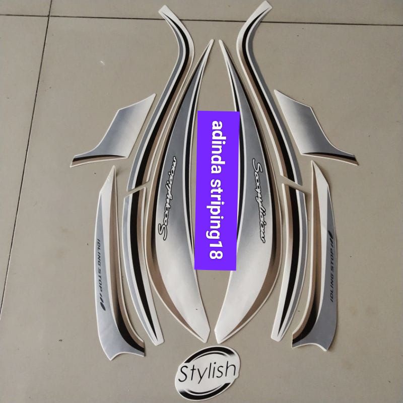 stiker striping list body scoopy stylish 2018 putih