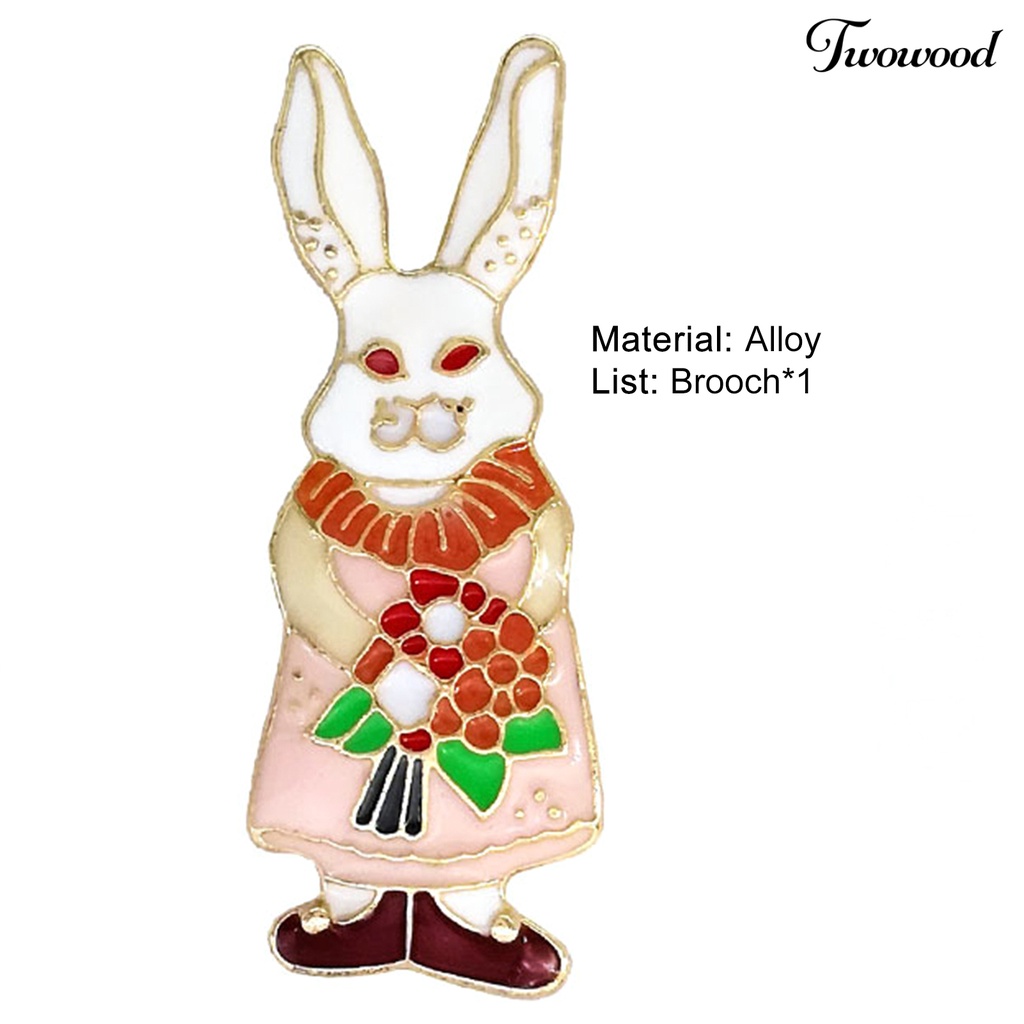 Twowood Mini Bentuk Kelinci Indah Bunny Kerah Bros Lapel Pin Aksesoris Ransel