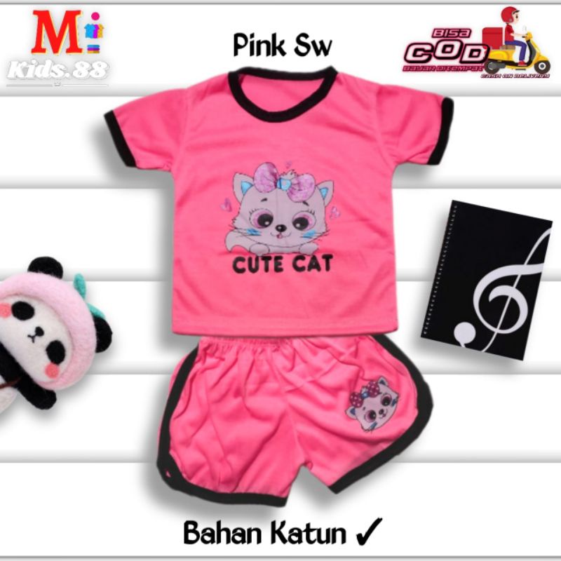 Setelan Playset Cupa Cup Baju Anak CUTE CAT/Set Anak Balita/Setelan Anak Unisex Buat Usia 0-4 tahun