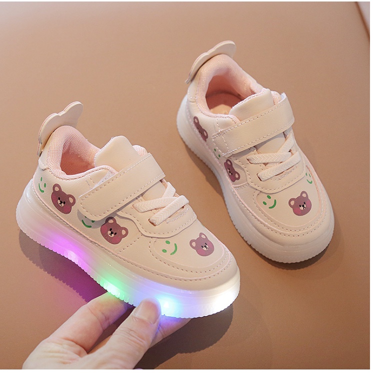 babyfit BEARY BEAR sepatu sneakers anak dengan lampu LED import tali velcro ty-0610r