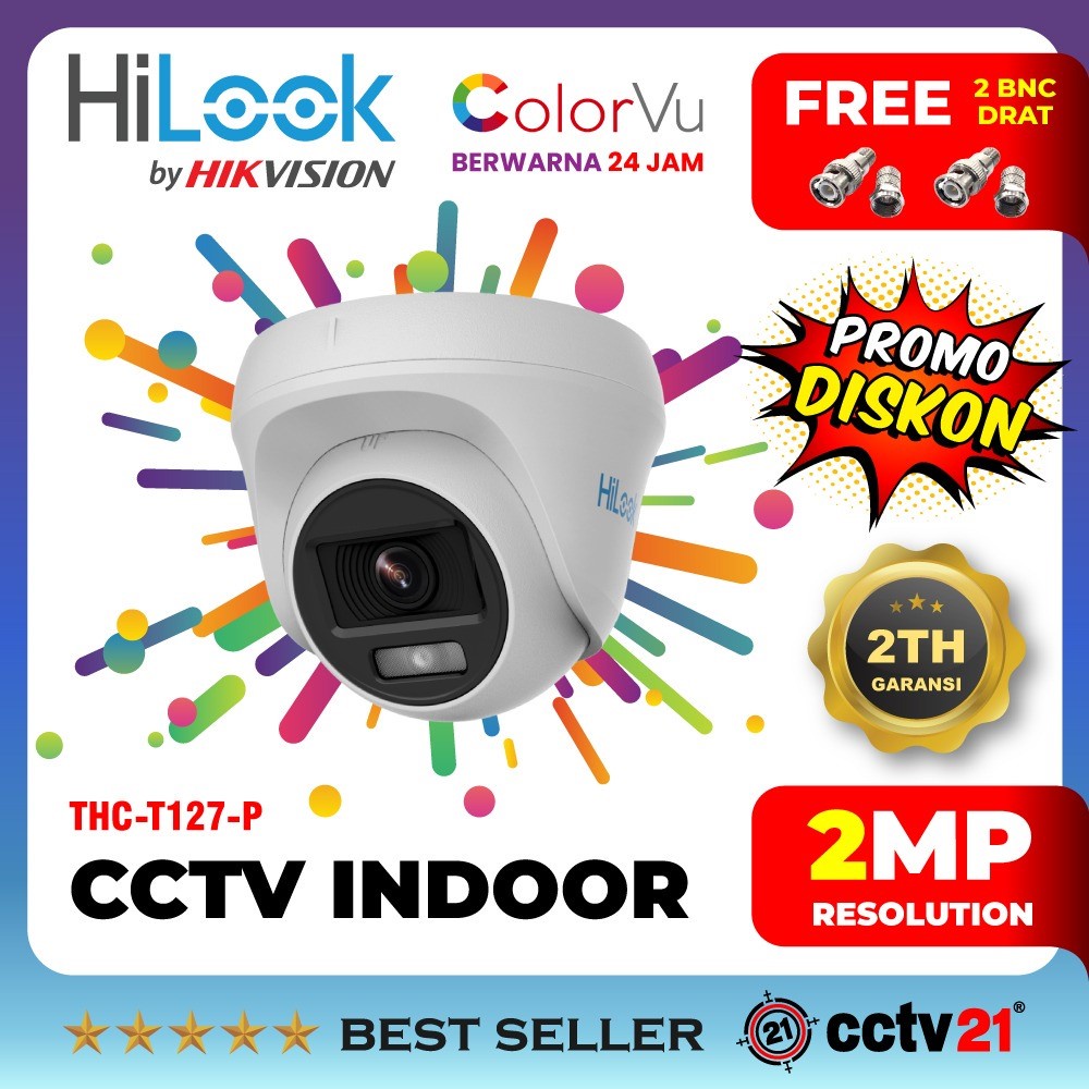 Jual Kamera Cctv Indoor Hilook Colorvu 2mp Thc T127 P Berwarna 24 Jam