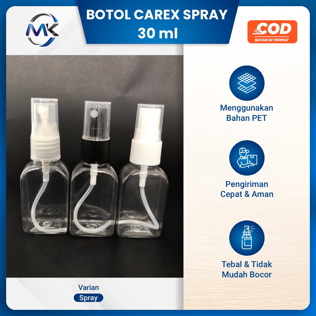 Botol 30 ml Carex Botol Bening Clear Spray Botol Hand Sanitizer Parfum Skincare Tebal Multifungsi Pl
