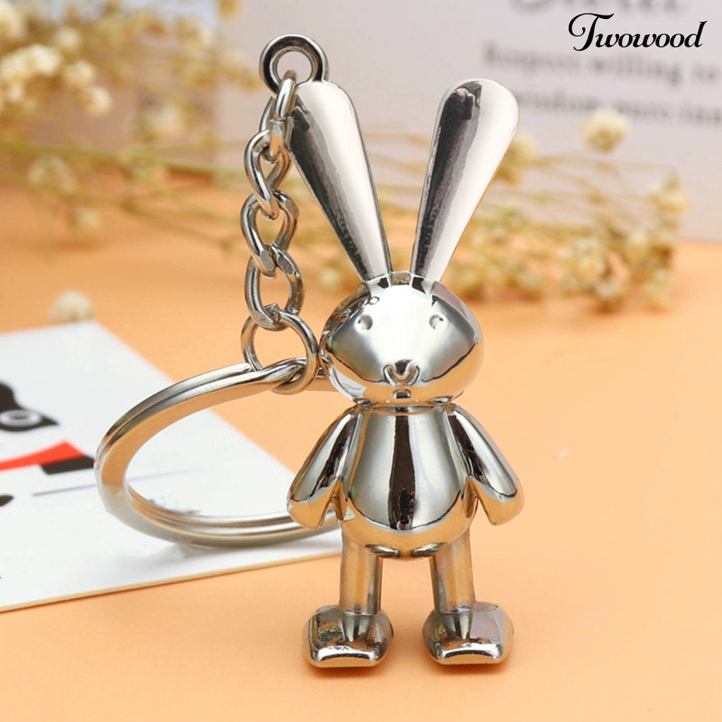 Twowood Kelinci Gantungan Kunci Kartun Serba Guna Tiga Dimensi Realistis Terlihat Electroplating2023Hadiah Tahun Baru DIY 3D Bunny Key Ring Pendant Wanita Pria Perhiasan Untuk Handbag