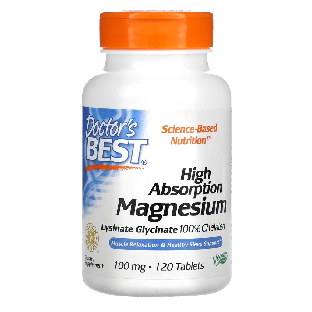 Doctor Best High Absorption Magnesium 100 mg 120 tablets ORI USA Dr Best Magnesium Chelated with Albion Minerals 100 mg