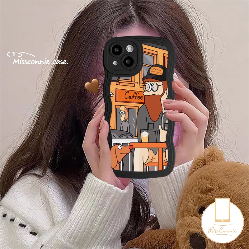 IPHONE Couple Soft Case Compatible Untuk Iphone6 6s 8 7plus 11 13 12 14 Pro Max 14Plus XR X XS Max SE 2020 INS Fashion Eropa Art Retro Ilustrasi Tepi Bergelombang Soft TPU Cover