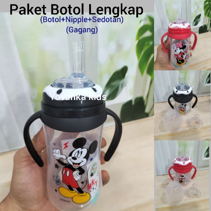 Paket Botol wide Neck Nipple+Straw+Pegangan/Botol Disney Baby Bunny 250 Ml