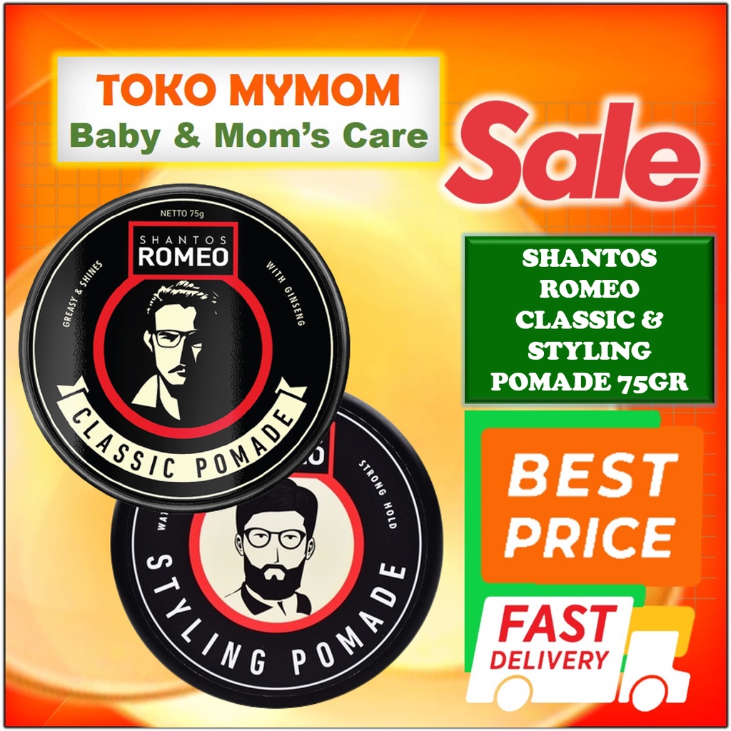 [BPOM] Shantos Romeo Hair Classic Pomade 75gr (Oil Based) BONUS Sisir Saku (Selama Persediaan Ada) / Styling Pomade (Water Base) / Supreme Pomade Oilbased / Supreme Pomade Waterbased / Styling Rambut / Santos Pomed Rambut / Gel Rambut / MYMOM