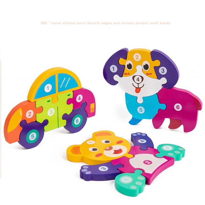 Wooden Huruf Puzzle Jigsaw Karakter 3D Alphabet Spelling Puzzle Kayu 3D Hkj