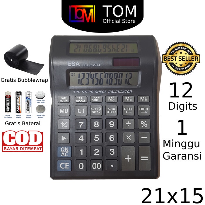

NEW Kalkulator 2 Layar ESA 8122 TX - Calculator 2 Layar 12 Digit