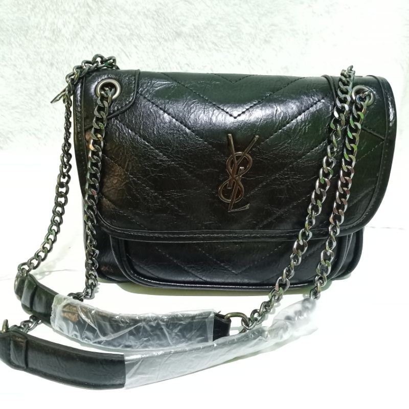 (BEST SELLER)Tas selempang Ysl niki bahan lambskin tebal lentur uk 25 import premium