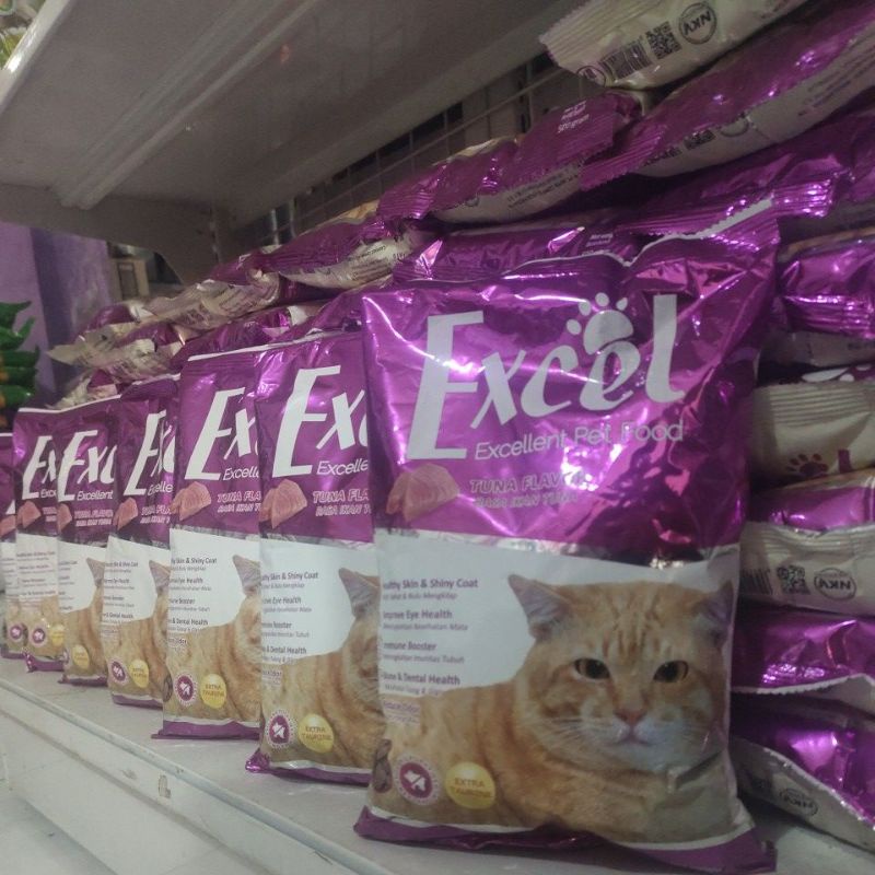 Makanan Kucing Excel bentuk ikan rasa tuna (ungu)5kg