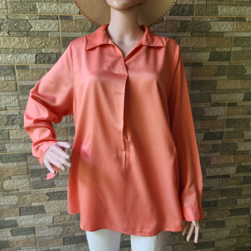 BLOUSE SATIN ATASAN KEMEJA TUNIK WANITA CDL ORI