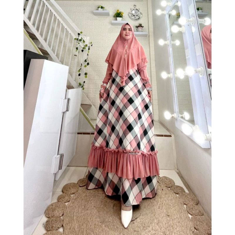 GAMIS SYARI Kanzia Set Khimar By Shabi-Q pink