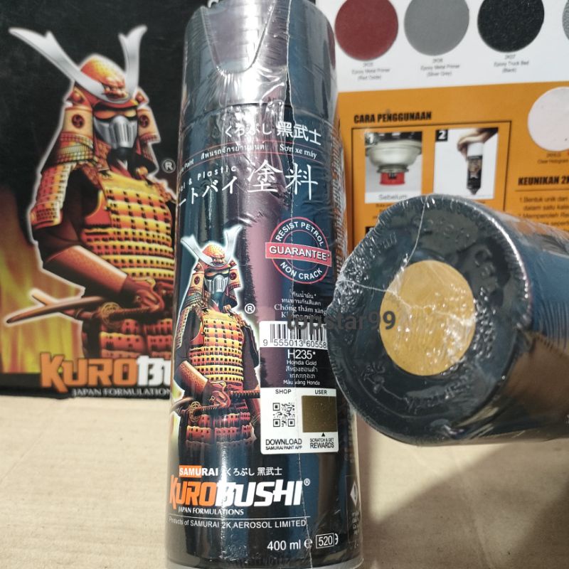 Pilok Pilox Cat Samurai Paint Honda Gold Emas H235 235 400ml Cat Semprot SamuraiPaint Kurobushi Aerosol 400 ml