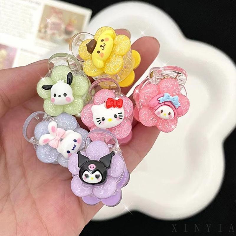 【Bayar di tempat】Cinnamoroll Kuromi Remaja Mahasiswa Kartun Manis Jepit Rambut Transparan Bunga