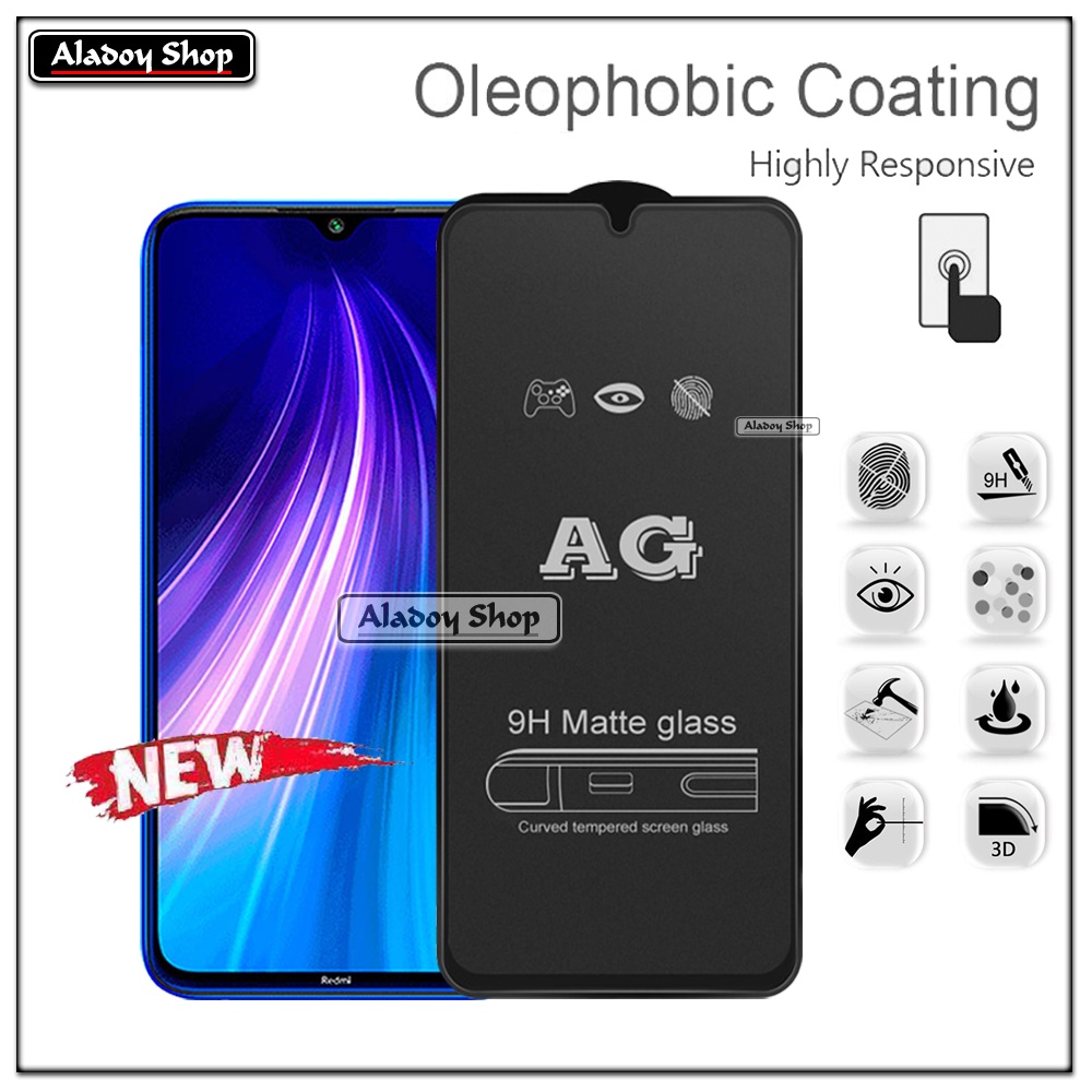 Paket 3IN1 Tempered Glass Layar Matte Anti Glare XIAOMI REDMI NOTE 8 Free Tempered Glass Camera dan Skin Carbon