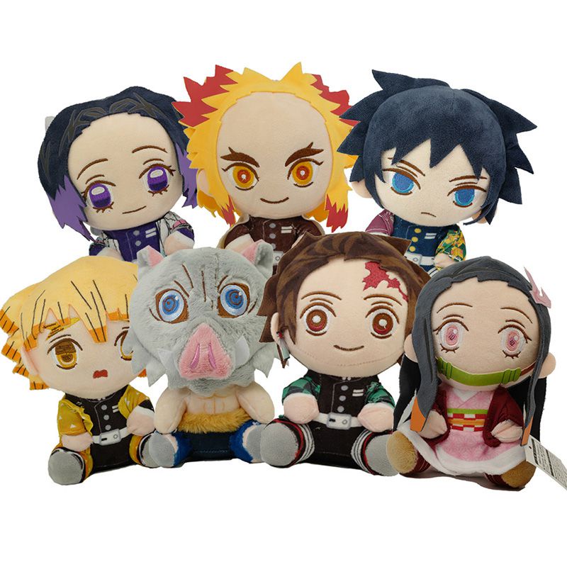 20 cm Anime Demon Slayer Agatsuma Zenitsu Giyuu Tanjiro Nezuko Inosuke Mainan Mewah Hadiah Ulang Tahun Xmas