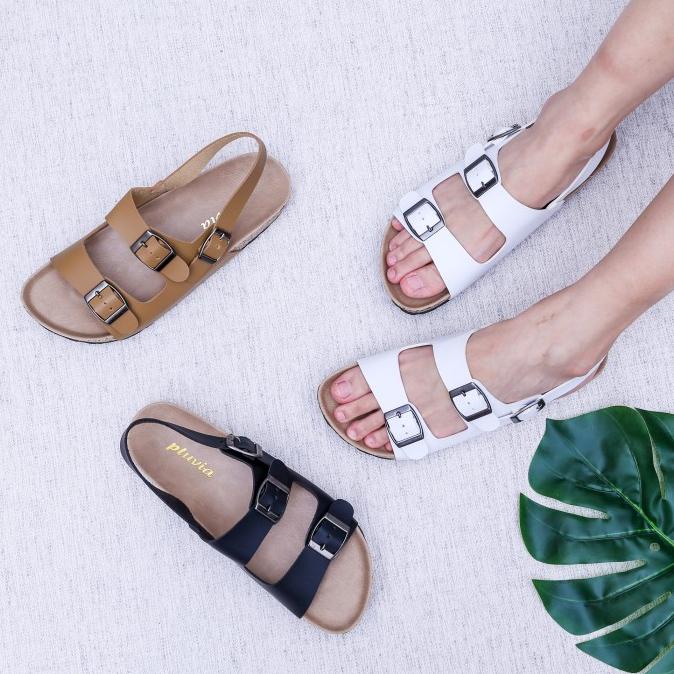 Pluvia - Jenia Sandal Flat Wanita Footbed