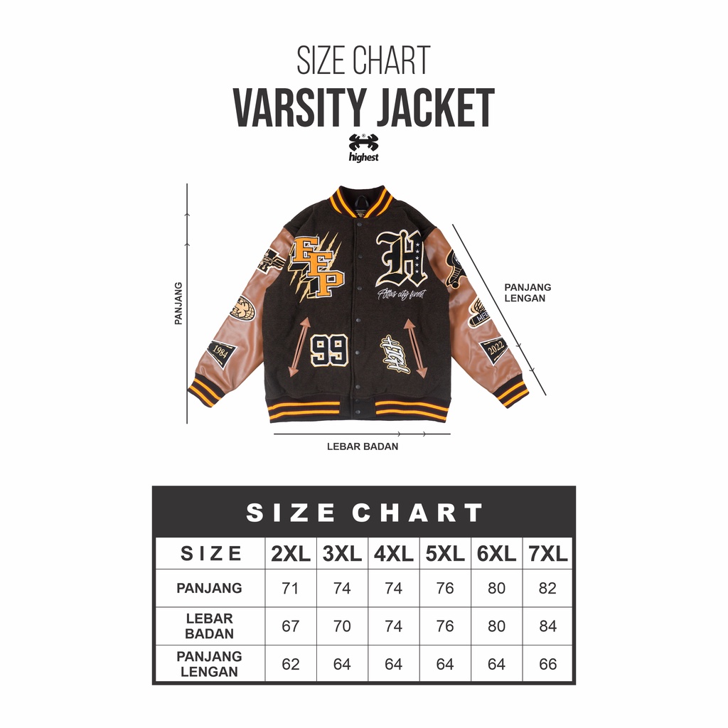 Jaket Varsity Full Bordir Big Size Jumbo Pria Highest – HVR 2 - HVR8
