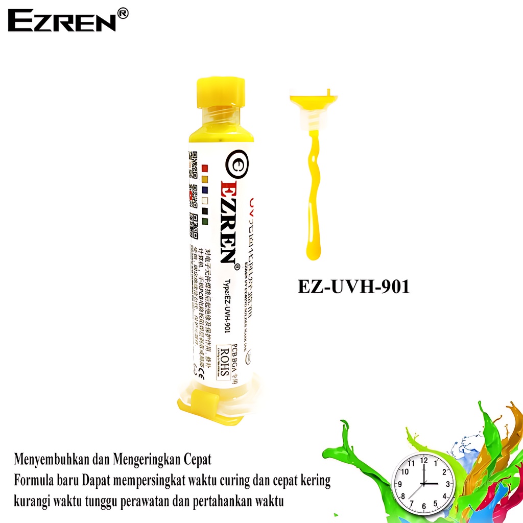Ezren EZ-0491 Cat PCB Pasta Pelapis UV Curable Solder Mask UVH Kuning