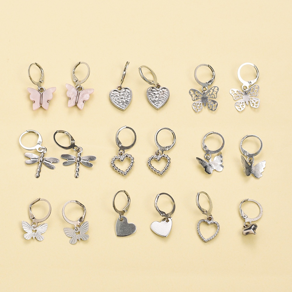 Trendi Cinta Kupu-Kupu Drop Anting-Anting Set Manis Liontin Anting-Anting Korea INS Gadis Menjuntai Anting-Anting Wanita Pesta Pernikahan Wanita Elegan Pengantin