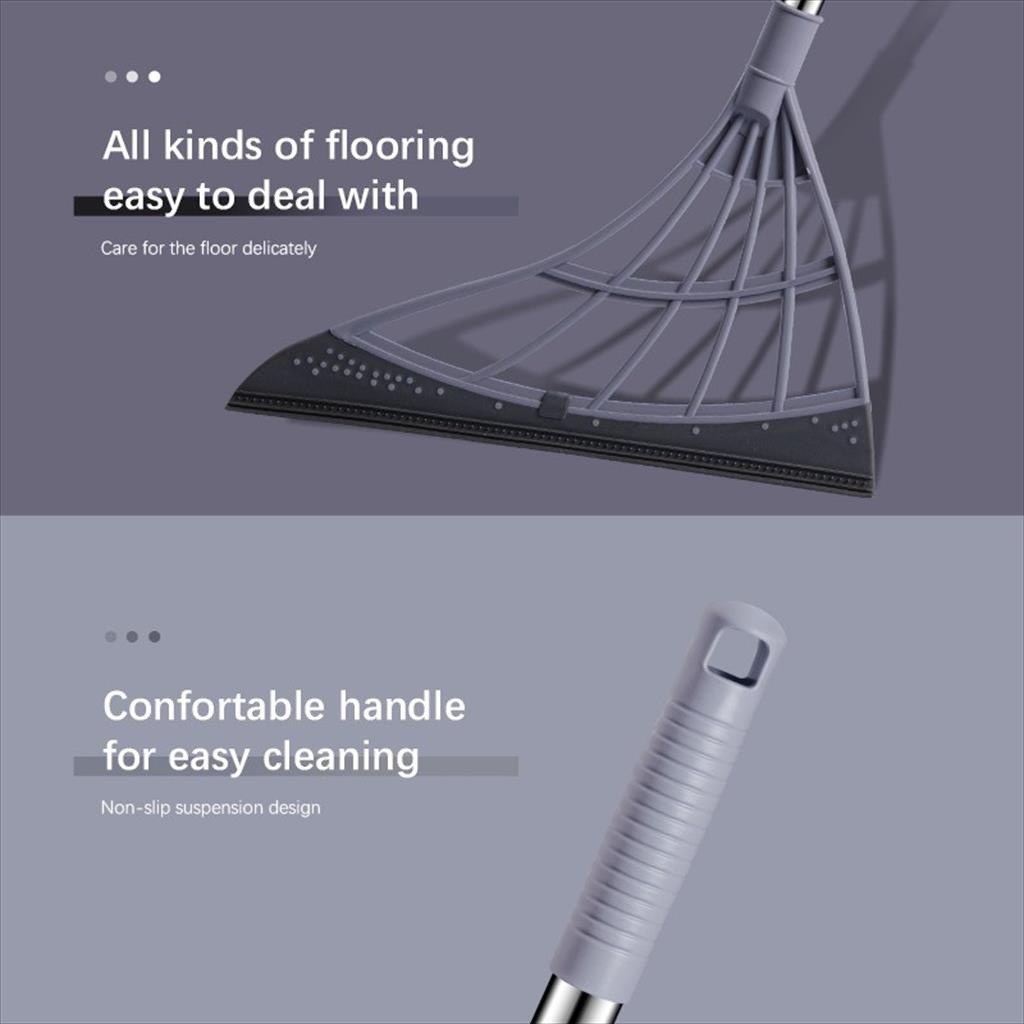 LS 1.019 - Sapu Silicone Karet 2in1 Alat Pel Scrapper Pembersih Lantai Jendela Magic Broom Mop Multifungsi Ajaib