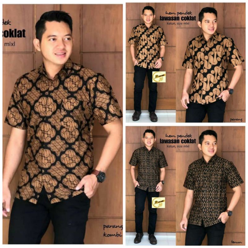 Baju Batik terlaris// Batik pria lengan pendek sogan