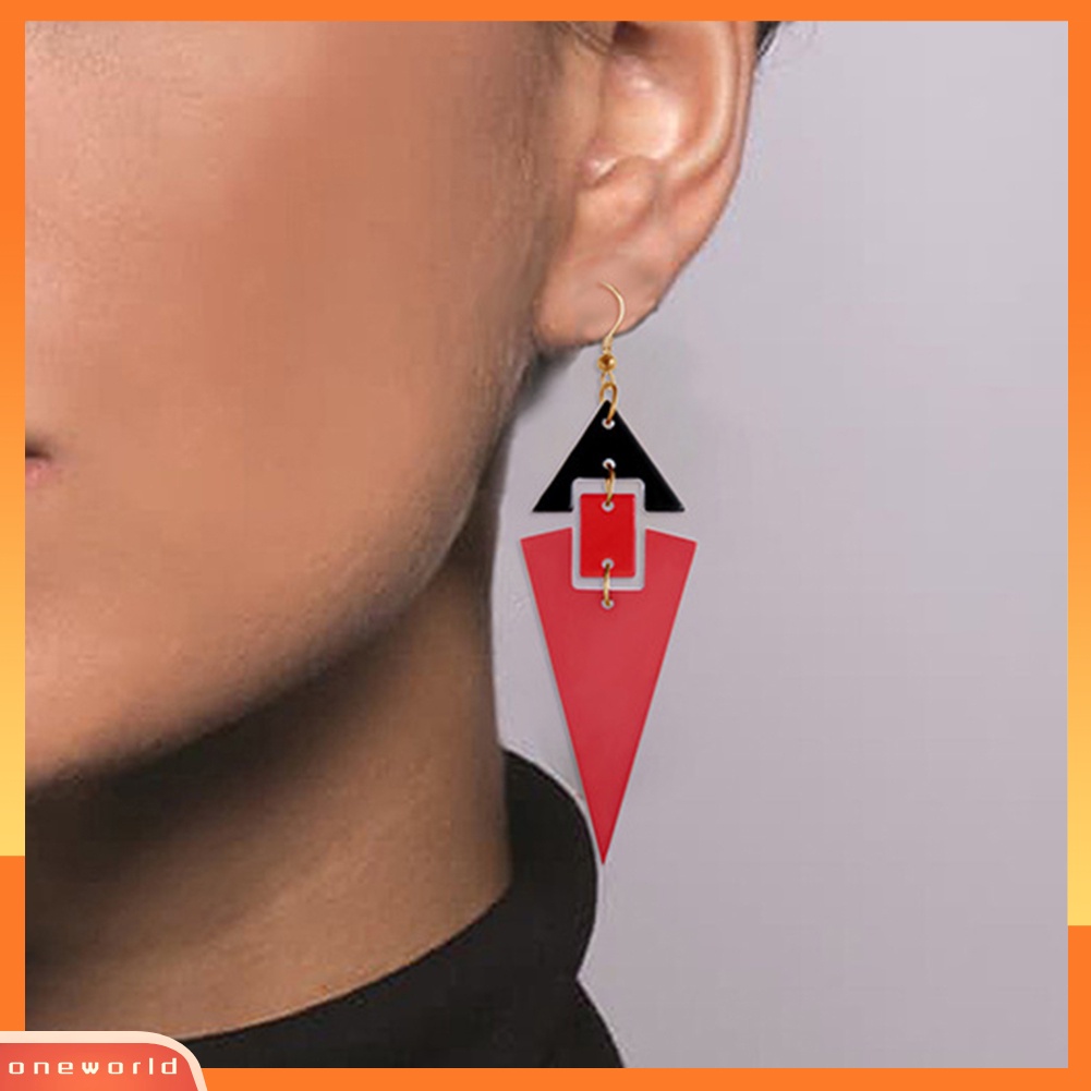 [WONE] Fashion Wanita Segitiga Panjang Liontin Anting Pernyataan Pesta Perhiasan Hadiah